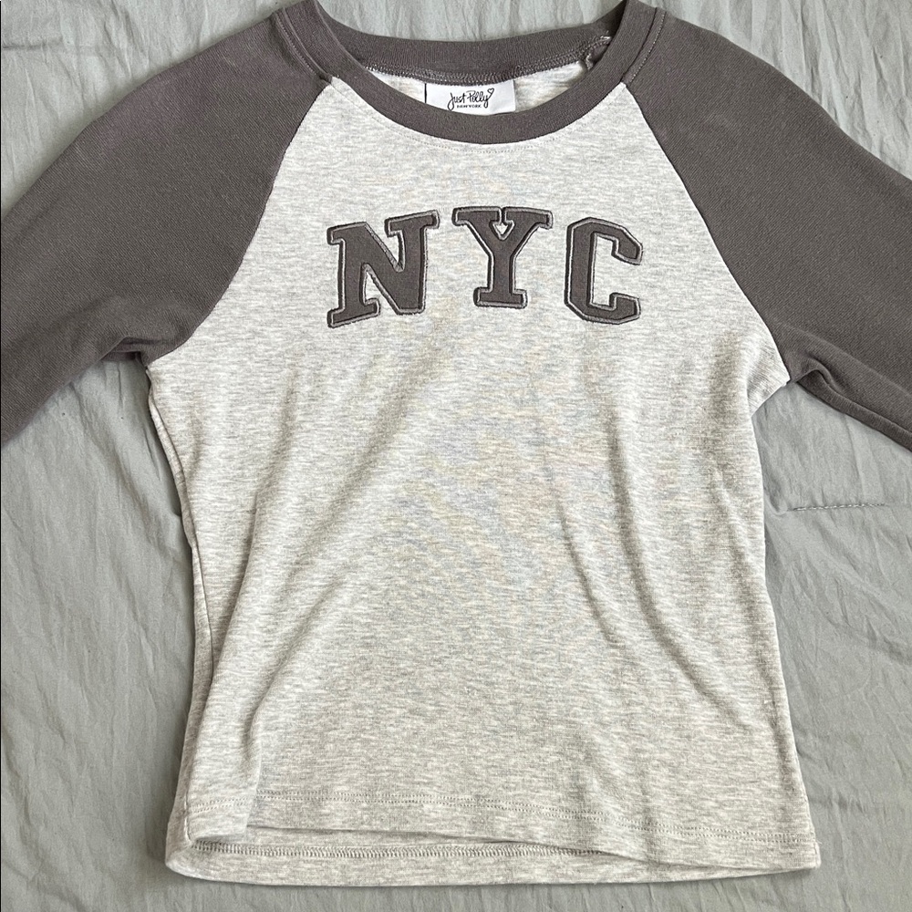 Gray and White NYC Crop Shirt